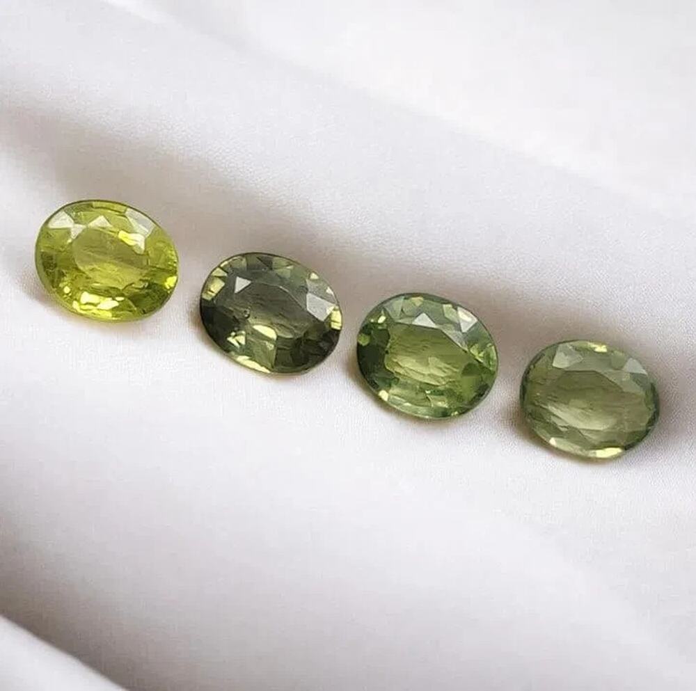 1.80 Ctw Natural Green Sapphire Oval Set 4 Pcs 5x4mm Heated